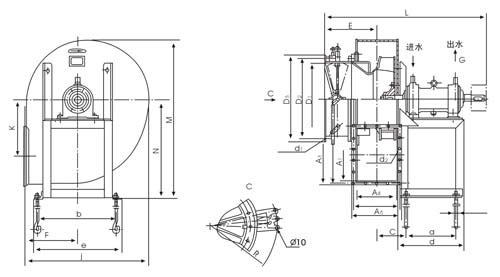 Y5-48锅炉离心引风机外形安装尺寸图